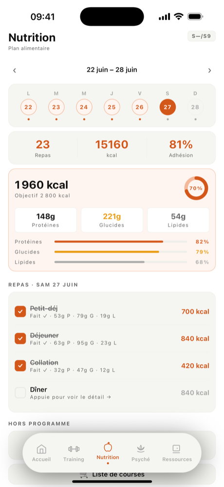 Écran d'une application mobile créée par Eurekia